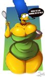 1_girl 1girl 2019 big_breasts dress female green_dress marge_simpson milf milk superix the_simpsons yellow_skin