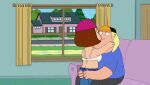 bouncing_breasts bra bra_pull brother_and_sister caption chris_griffin family_guy funny funny_dialogue gif guido_l hugging meg_griffin talking walking