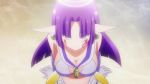 1girl :3 anime bouncing_breasts breasts cleavage earrings elf female gif halo jewelry large_breasts looking_at_viewer no_game_no_life pointy_ears purple_hair trembling