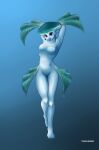 1girl alluring blue_body blue_lipstick blue_skin breasts female_only fish fish_girl fish_humanoid medium_breasts nintendo no_nipples no_pussy no_visible_genitalia non-mammal_breasts ocarina_of_time posing princess_ruto solo_female the_legend_of_zelda underwater urielmanx7