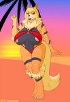 arcanine beach big_ass big_breasts bikini cute fluffy_tail palmarianfire piercing