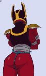 1girl alien ashesg ass ben_10:_omniverse bubble_butt fundoshi helmet looma_red_wind muscle red_skin shiny shiny_skin underwear