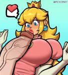  big_breasts edit heart long_penis mario_(series) mrpotatoparty nintendo penis_on_face princess_peach super_mario_bros. veiny_penis 