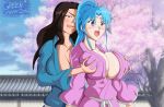 2_girls big_breasts botan botan_(yu_yu_hakusho) breast_grab breasts cana_alberona crossover fairy_tail female_only grabbing_from_behind greengiant2012 surprised yu_yu_hakusho yuri