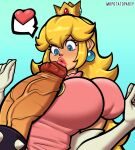  big_breasts bowser heart long_penis mario_(series) mrpotatoparty nintendo penis_on_face princess_peach super_mario_bros. veiny_penis 