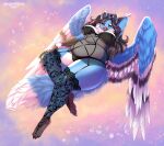  avian big_ass big_breasts blue_fur chubby cute lingerie lulu_(zerach) seductive sky spottedtigress 