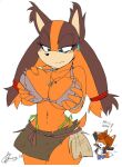 akatsukishiranui-fox anthro badger big_breasts big_breasts cleavage furry sega sonic_boom sonic_the_hedgehog_(series) sticks_the_jungle_badger tagme wide_hips