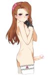 1futa black_gloves blush breasts brown_hair censored foreskin futa_only futanari gloves hairband heart heart_censor hentai highres hisakawa_riho hishagawariho hishagawariho_(pixiv) idolmaster long_hair looking_at_viewer md5_mismatch minase_iori nipples penis phimosis red_eyes simple_background small_breasts solo solo_futa stockings testicles veins veiny_penis white_background white_legwear