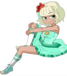  1girl aged_up clothed clothing disney disney_channel disney_xd dress female_only freckles green_clothes green_clothing green_dress grin jackie_lynn_thomas posing short_hair smile socks star_vs_the_forces_of_evil tomboy unknown_artist 