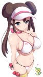  1girl 1girl 1girl big_breasts bikini blue_eyes blush breasts clothed_female female_focus female_only hat huge_breasts kasai_shin light-skinned_female light_skin long_hair looking_at_viewer nintendo pokemon pokemon_bw2 rosa_(pokemon) snivy solo_female solo_focus tagme teen thick_thighs thighs twin_buns twin_tails video_game_character video_game_franchise white_bikini 