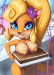 animal_ears bandicoot blonde_hair breasts cake coco_bandicoot crash_bandicoot crash_bandicoot_(series) green_eyes looking_at_viewer nipples nude sif sif_(artist) smile solo thefuckingdevil