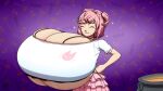  1girl alternate_breast_size big_breasts big_breasts big_breasts breast_expansion breasts breasts_bigger_than_head cleavage cleavage_cutout doki_doki_literature_club female_only gigantic_breasts huge_breasts hyper hyper_breasts magic massive_breasts natsuki_(doki_doki_literature_club) pink_hair pink_skirt short_hair skirt topwear under_boob white_topwear ydbunny 