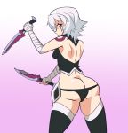  1girl ass butt_crack daggers fate/grand_order jack_the_ripper_(fate) nice_ass scar sideboob white_hair 