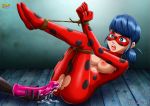 1girl bondage breasts dildo marinette_cheng mask miraculous_ladybug palcomix pussy rope slavetoon torn_clothes wet_pussy