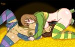 artist_name big_breasts breast_milk breast_suck breasts brown_hair chara chara_(undertale) charisk dildo double_insertion female_chara female_frisk female_human frisk frisk_(undertale) hair human lactation masturbation milk nipples object_insertion pussy pussy_juice scrambles-sama short_hair undertale undertale_(series) yuri