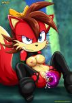 1girl anal anal_dildo angry anthro archie_comics ass_juice bbmbbf bondage canine dildo double_dildo fiona_fox looking_at_viewer mobius_unleashed palcomix pussy_juice sega sonic_(series) sonic_the_hedgehog_(series) tied_up torn_clothes