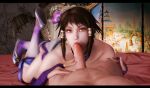 1boy 1girl 3d alluring asian asian_female bed blowjob brown_eyes brown_hair chai_xianghua chinese_clothes cum cum_in_mouth cum_inside cum_on_penis fellatio first_person_view flower hand_on_thigh kilik light_skin mrstranger on_back on_stomach oral pov project_soul soul_calibur soul_calibur_ii soul_calibur_iii soul_calibur_vi xianghua