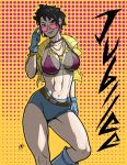 asian asian_female big_breasts bikini bikini_top boots bracelets breasts choker earrings fishnet_top gloves jacket jubilation_lee jubilee looking_at_viewer marvel marvel_comics mesh_top necklace necklace_between_breasts shorts sunglasses taynorhook x-men