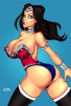  ass big_breasts black_hair blue_eyes breasts choker cleavage cum cum_on_breasts cum_on_face cum_on_upper_body dc erect_nipples hair long_hair sketchybehaviour smile wonder_woman 