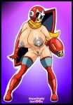  1girl big_areola big_nipples genderswap genderswap_(mtf) hairy_pussy huge_areolae huge_breasts huge_nipples mega_man mega_man_(series) nude_female proto_man pubic_hair superbustycartoon thick_thighs 