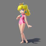 1girl 3d barefoot female full_body grey_background leotard mario_&_sonic_at_the_olympic_games mario_&_sonic_at_the_rio_2016_olympic_games nintendo official_art princess_peach solo super_mario_bros.