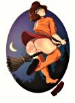 anus ass bottomless broomstick glasses miniskirt no_panties scooby-doo shaved_pussy stockings thighs velma_dinkley