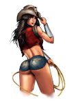 1girl alternate_costume big_breasts breasts cowboy_hat cowgirl daisy_dukes dat_ass dc_comics female female_only justice_league lasso_of_truth short_shorts wonder_woman