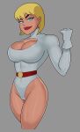  1girl alien alien_girl big_breasts blonde blonde_hair blue_eyes bob_cut breasts clone female female_focus fit_female galatea highres hourglass_figure huge_breasts justice_league_unlimited muscular_female patreon patreon_paid patreon_reward short_hair smile solo_female sunsetriders7 