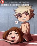 ambiguous_penetration bakugou_katsuki blonde_hair blush boku_no_hero_academia breasts brown_hair chibi couple cute doggy_position drooling holding_hips kacchako katsuki_bakugo kinkymation male_penetrating_female my_hero_academia ochako_uraraka romantic uraraka_ochako vaginal vaginal_penetration