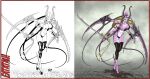  animal_legs black_and_white blackfenris blonde blonde_female blonde_hair bracelet breasts clamps daemon daemon_girl demon demon_girl elf_ears hentai-foundry hoof horns ink keeper_of_secrets long_ears long_hair multiple_arms nipple panties purple_nipples purple_skin stockings sword thighs warhammer_(franchise) warhammer_40k warhammer_fantasy 