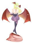  breasts capcom cupping_glass darkstalkers elbow_gloves gloves green_hair head_wings long_hair morrigan_aensland open_clothes orange_eyes pantyhose tansuke tongue vampire_(game) wine wings 