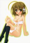  bra brown_eyes brown_hair hair_ornament hairclip highres kazumi_yoshida lingerie panties panty_pull shakugan_no_shana short_hair underwear underwear_only yoshida_kazumi 