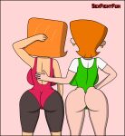 ass ass_grab back_view big_breasts booty breasts cameltoe cartoon_network crossover debbie_turnbull dexter's_laboratory dexter's_mom grabbing_ass gym_uniform gymnastics huge_breasts leotard milf nickelodeon nipples_visible_through_clothing retro robotboy sexfightfun sports_uniform yuri