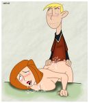 ann_possible blonde_hair blue_eyes blush breasts cum cum_drip cum_in_mouth cum_inside cum_on_breasts disney doggy_position facial from_behind kim_possible niicko nude orange_hair redhead ron_stoppable saliva