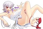  barefoot big_breasts breasts cleavage feet fujiko_tsubomi hair huge_breasts kure_masahiro large_breasts lying red_eyes silver_hair soles tsubomi_fujiko zettai_karen_children 