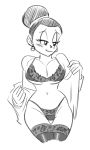 bra chichi dragon_ball dragon_ball_super dragon_ball_z funsexydragonball lingerie monochrome robe stockings undressing