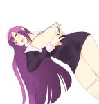  1girl breasts cross kannagi koutarou_(artist) long_hair no_bra nun open_clothes open_shirt panties panty_pull purple_hair shirt solo underwear white_panties zange 