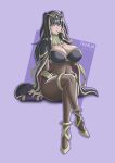 1girl arm_support black_hair bodysuit breasts cape cleavage covered_navel crossed_legs finger_to_mouth fire_emblem fire_emblem_awakening hair_ornament high_heels huge_breasts jewelry long_hair looking_at_viewer parted_lips sitting takilmar tharja thick_thighs thighlet thighs