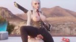 16:9_aspect_ratio animated ashe_(overwatch) bouncing_breasts breasts cowgirl_position girl_on_top gun has_audio high_resolution male_pov nipples no_bra overwatch pov rifle sfmpov straddling torn_clothes uncensored vagina vaginal video weapon webm white_hair