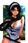 1girl bandai_namco bikini black_hair brown_eyes cleavage fanart forest jun_kazama kazama_jun kittymiya mature milf namco namco_bandai nature scarf tekken tekken_2 tekken_8 tekken_bloodline tekken_tag_tournament tekken_tag_tournament_2 tekken_the_motion_picture twitter