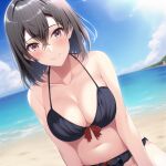  1girl alluring beach big_breasts bikini kancafe ocean purple_eyes sea silf sunshine yahari_ore_no_seishun_lovecome_wa_machigatteiru. yukinoshita_haruno 