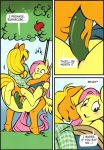  2girls anthro applejack comic fluttershy friendship_is_magic hoofbeat_2 my_little_pony once_bitten_twice_appleshy yuri 