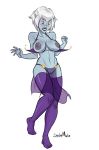 blue_skin nipples pointy_ears stickymon tagme wardrobe_malfunction white_background