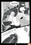 1girl anthro ass comic dildo friendship_is_magic looking_back lube mannequin monochrome my_little_pony poni_parade pussy rarity_(mlp) raritys_little_helper