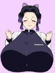 closed_eyes demon_slayer gigantic_breasts kimetsu_no_yaiba kochou_shinobu momiji_(artist) purple_hair sexy shinobu_kochou