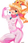  blush bodypaint bodysuit born-to-die breasts cameltoe crown mario_(series) mario_kart nintendo princess_peach solo super_mario_bros. translated underboob v wink 