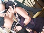  1futa 1girl :&gt;= alice_(lewdness) bangs big_breasts black_hair blue_hair blush bow breasts censored cleavage dutch_angle empress_(studio) eye_contact fellatio femdom fingernails futanari futanari_with_female game_cg hair_bow hand_on_thigh heavily_censored himeno_yuria indoors lewdness lips long_hair looking_at_another miniskirt mosaic_censoring naughty_face navel oral panties panties_around_leg pleated_skirt sailor_collar saliva school_uniform sei_shoujo skirt skirt_lift thick_thighs thighs underwear wrist_cuffs 