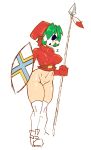  1girl bottomless genderswap green_hair hairless_pussy hood mask nintendo pussy shield shy_gal shy_guy sphere super_mario_bros. weapon 