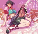 1girl abs bakemonogatari bike_shorts breasts cum ejaculation erect_nipples eyebrows futanari huge_penis kanbaru_suruga masturbation mikoyan monogatari_(series) muscle penis school_uniform short_hair skirt solo sports_bra testicles thick_eyebrows toned veins veiny_penis