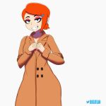 1girl animated ben_10 cartoon cartoon_network dogiflan exhibitionism gif green_eyes gwen_tennyson nipples nude nude_female orange_hair public_nudity teen teenage_girl